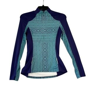 PrAna 1/4 Zip Athletic Jacket Yoga Long Sleeve Womens Size Small Green Blue